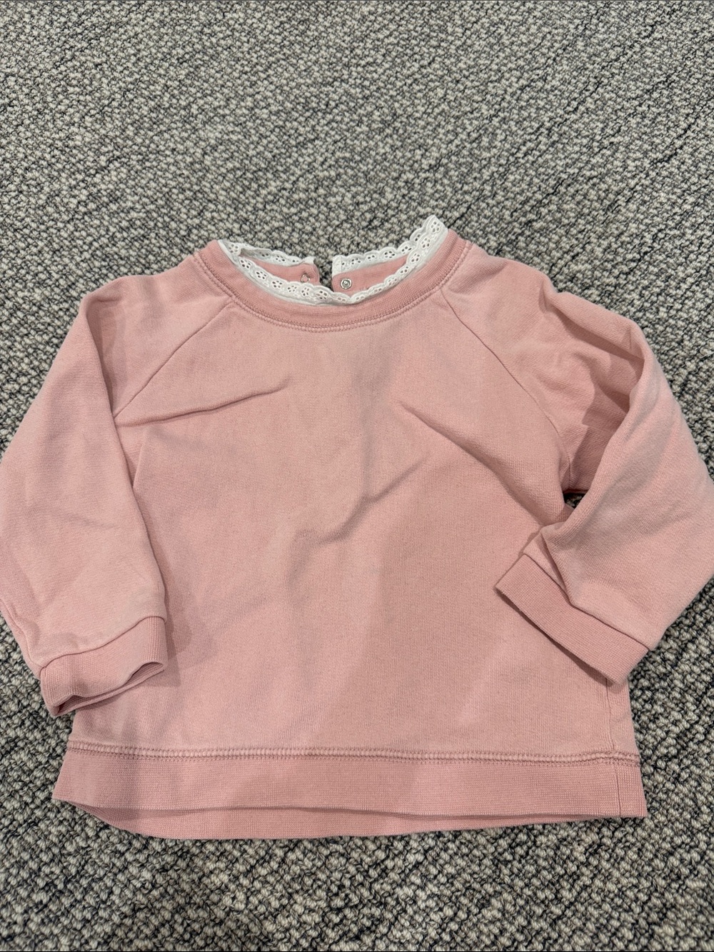 Bonton Pink Lace-Trim Pullover Sweatshirt